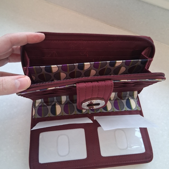 Vera Bradley Quilted Turn Lock Wallet in Burgundy - Raisin Color - Picture 6 of 7